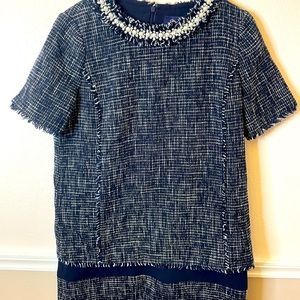 Tweed fringe pearl accented dress. Women’s Size large
